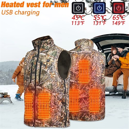 

5 Areas Heated Jacket Vests Men Women USB Heating Vestes Thermal Clothing Hunting Heated Vest Coat Winter Heating Jacket