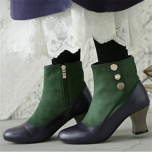 

Femme Bottes Chaussures Bullock Grandes Tailles Chaussures Vintage Soirée Bureau du quotidien Couleur unie Bloc de couleur Hiver Talon de chaton Bout rond Elégant Décontractées Minimalisme Lin Faux