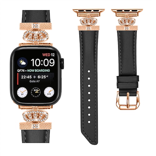 

Jewelry Bracelet Compatible with Apple Watch band 38mm 40mm 41mm 42mm 44mm 45mm 49mm Women Glitter Crystal Leather Strap Replacement Wristband for iwatch Series Ultra 8 7 SE 6 5 4 3 2 1