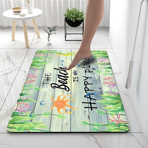 

Wood Diatomaceous Earth Bath Mat Xmas Soft Mat Rubber Anti-Slip Fast Dry Super Absorbent Thin Bathroom Mat for Under Door - Bathroom Floor Mat Rug Bathtub Front Shower Mat Sink