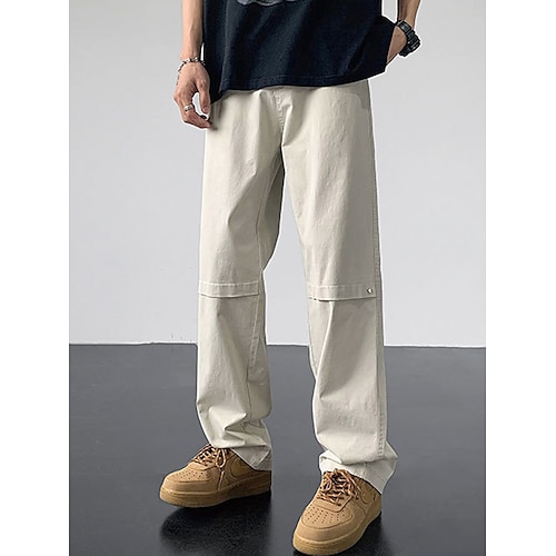 

Men's Trousers Chinos Chino Pants Pocket Straight Leg Plain Comfort Breathable Outdoor Daily Going out Fashion Casual Black Apricot