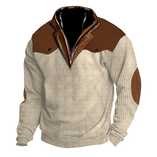 

Hombre Sudadera Sudadera con un cuarto de cremallera Negro Azul Piscina Marrón Caqui Cuello Mao Bloque de color Retazos Deporte Diario Festivos Pana Ropa de calle Básico Casual Primavera Otoño Ropa
