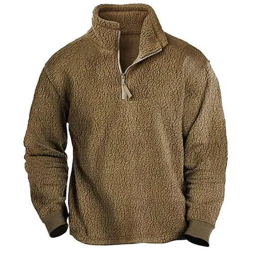 

Homme Sweat shirt Sweat-shirt quart de fermeture éclair Marron Demi fermeture éclair Bloc de couleur Patchwork Sport Loisir du quotidien Vacances Vêtement de rue Décontractées Polaire fine Automne