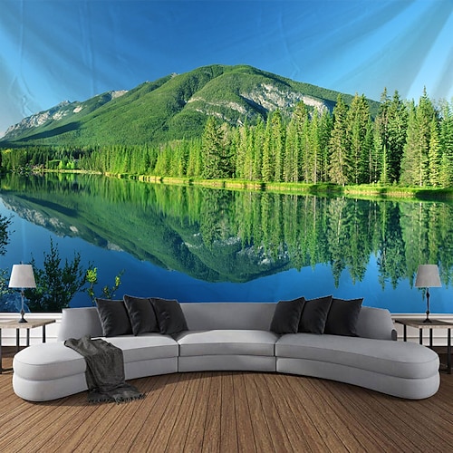 

Paysage forêt rivière tapisserie suspendue art mural grande tapisserie décor mural photographie toile de fond couverture rideau maison chambre salon décoration