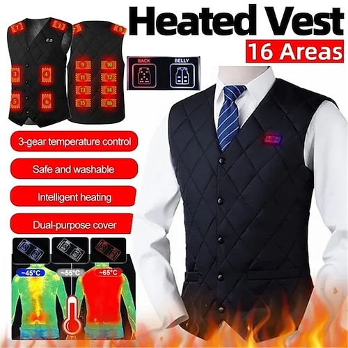 

16 zones gilet chauffant intelligent doudoune pour hommes chaud interface usb usb gilet chauffant intelligent à température contrôlée veste vêtements d'hiver