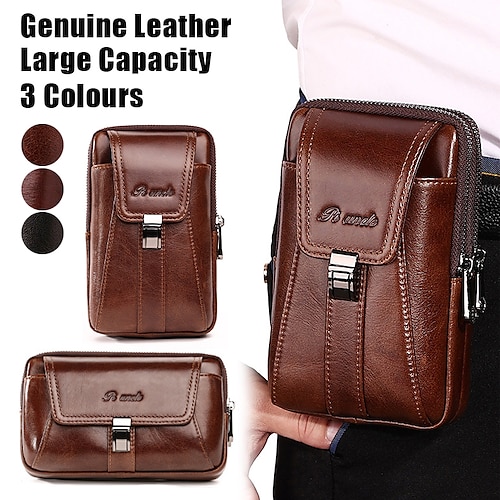 

Homens Bolsa crossbody Cinto de Corrida Pele Ao ar livre Diário Feriado Ziper Grande Capacidade Durável Côr Sólida Castanho Escuro Preto Marron