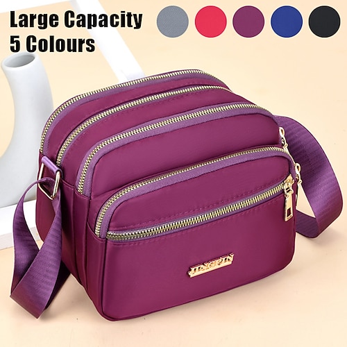 

Women's Crossbody Bag Shoulder Bag Hobo Bag Nylon Outdoor Shopping Daily Zipper Large Capacity Waterproof Lightweight Solid Color Black Red Blue