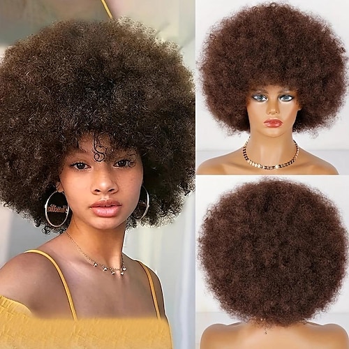 

Flauschige 30,5 cm lange Afro-Perücken mit lockigem Haar, leichte, atmungsaktive Kunstfaser-Haarperücken für Frauen für Cosplay-Partys, Halloween