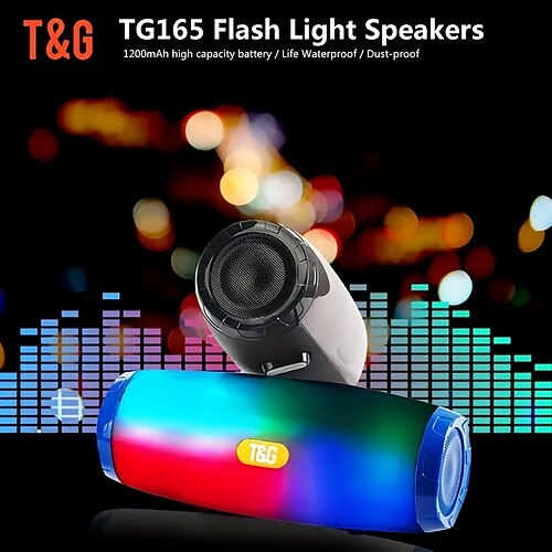 

Haut-parleurs sans fil tg165c haut-parleurs bt poatables poste stéréo paillettes lumière LED ultra basse barre de son extérieure support radio fm carte usb tf