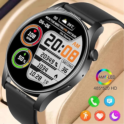 

696 KC88 Smartwatch 1.43 Zoll Smartwatch Fitnessuhr Bluetooth Schrittzähler Anruferinnerung Schlaf-Tracker Kompatibel mit Android iOS Damen Freisprechanlage Nachrichterinnerung Benutzerdefiniertes