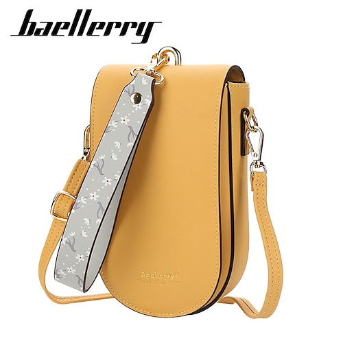 

Baellerry, nueva cartera de cuero para mujer, sección larga, bandolera de hombro para mujer, bolso vertical para teléfono móvil, bolso de mano con hebilla coreana