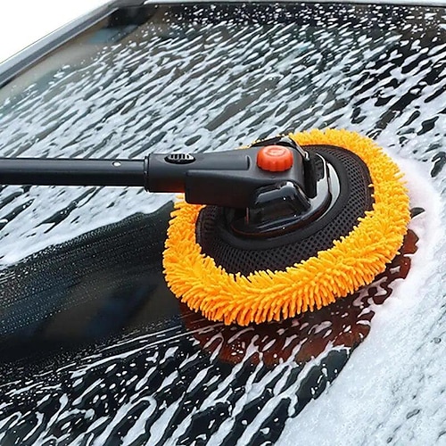 

Cepillo de lavado de coches, fregona de limpieza telescópica ajustable con mango largo, escoba de chenilla de 15 curvas, accesorios para automóviles