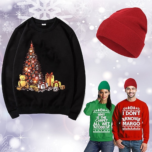 

Navidad Árboles de Navidad Sombreros Suéter de navidad Sudadera Estampado Gráfico Cima Sombrero Para Hombre Mujer Unisexo Adulto Estampado en caliente 100% Poliéster Fiesta Festival