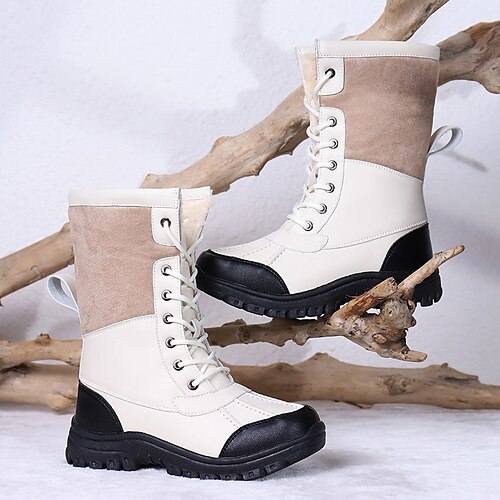 

Damen Stiefel Schneestiefel Wasserfeste Schuhe Übergrössen Täglich Farbblock Innenfutter aus Fleece Stiefeletten Stiefeletten Winter Flacher Absatz Runde Zehe Brautkleider schlicht Komfort PU