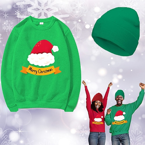 

Weihnachten Weihnachtsmann Mützen Weihnachtsstrickjacke Pullover Bedruckt Grafik oben Hut Für Herren Damen Unisex Erwachsene Heißprägen 100% Polyester Party Festival