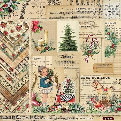 

24 feuilles de lettres de Noël et d'écriture de script de fond en papier plantes fleurs oiseaux lampe photo scrapbook carte compte à main papier décoration bricolage boîte origami emballage coffret cadeau