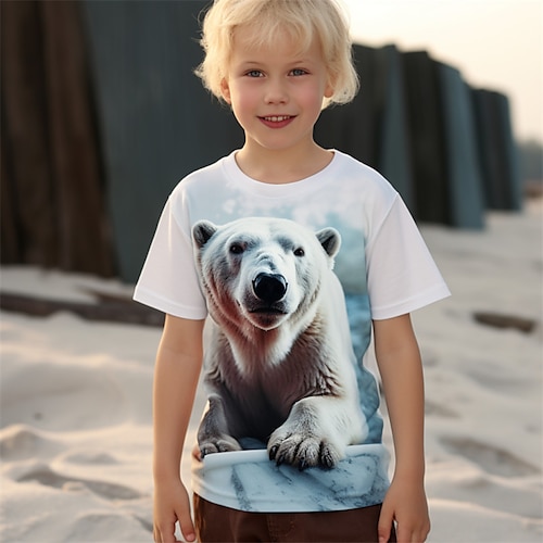 

niños 3d oso camiseta falda manga corta estampado 3d otoño activo deportes moda poliéster niños 3-12 años al aire libre casual diario ajuste regular