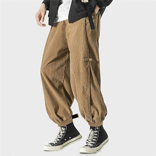 

Men's Dress Pants Corduroy Pants Trousers Suit Pants Elastic Waist Front Pocket Plain Comfort Business Daily Holiday Fashion Chic Modern Black Khaki