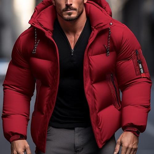 

Homme Manteau d'hiver Doudoune Veste matelassée Zippé Poche Poche Extérieur Rendez-vous Casual Quotidien Normal Mode Décontractées Chaud Coupe Vent Hiver Plein Noir Rouge Bleu Vert Doudoune