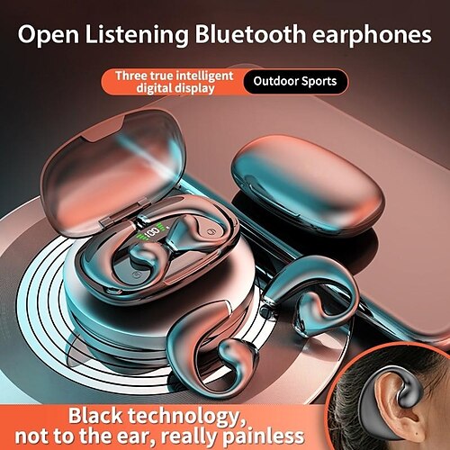 

OWS kabellose Ohrhörer, offen, tragbar, Stereo-Bluetooth 5.3-Headset, wasserdicht, Sport-Kopfhörer, Geräuschunterdrückung, Bluetooth-Kopfhörer mit Ladeetui