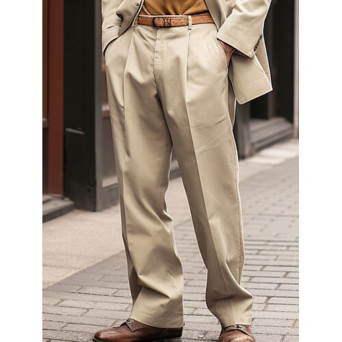 

Herren Hose Hosen Chinesisch Chino Chino Hosen Faltenhose Tasche Gerade geschnitten Glatt Komfort Atmungsaktiv Outdoor Täglich Ausgehen Baumwollmischung Modisch Brautkleider schlicht Khaki