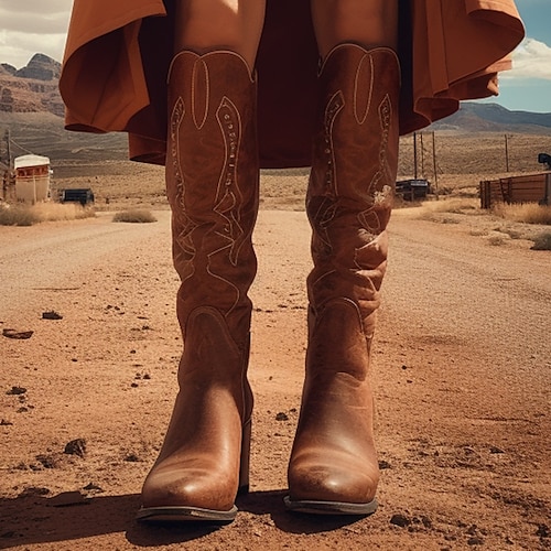 

Femme Bottes Bottes de motard Bottes Cow boy Extérieur du quotidien Bottes genou Eté Hiver Talon Bottier Punk Vacances Rétro Vintage Faux Cuir Marron
