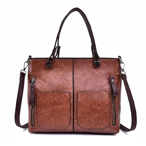 

Femme Sac à main faux cuir du quotidien Fermeture Grande Capacité Etanche Couleur unie Noir Rose Rouge