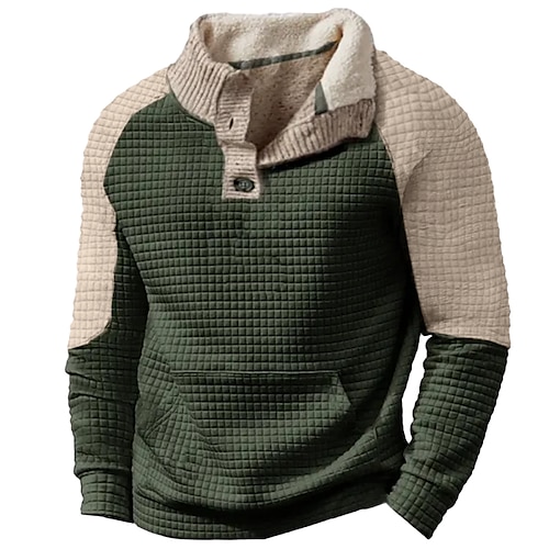 

Hombre Sudadera Verde Ejército Cuello Mao Bloque de color Retazos Bolsillo Deporte Diario Festivos Ropa de calle Casual Vellón fino Otoño invierno Ropa Sudaderas con capucha Sudaderas