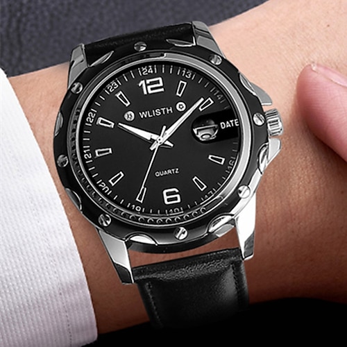 

Herren Quarz uhr Minimalistisch Sport Geschäftlich Armbanduhr leuchtend Kalender WASSERDICHT Edelstahl Leder Beobachten