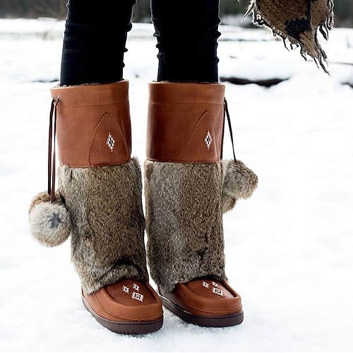 

Mujer Botas Botas cowboy Zapatos de gamuza Borla zapatos Exterior Diario Invierno Tacón Plano Punk Vintage Bohemia Piel Sintética Ante Sintético Morado Gris