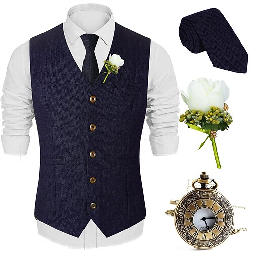 

Retro Vintage Brüllen 20s 1920s Austattungen Weste Der große Gatsby Gentleman Herren Cosplay Kostüm Halloween Karnival Party / Abend Maskerade Weste