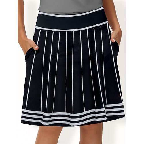 

Mujer Falda de tenis falda de golf Transpirable Secado rápido Dispersor de humedad Ropa de tenis Ropa de golf Ajuste regular Bolsillo para tee de golf Rayas Verano Tenis Golf pepinillo