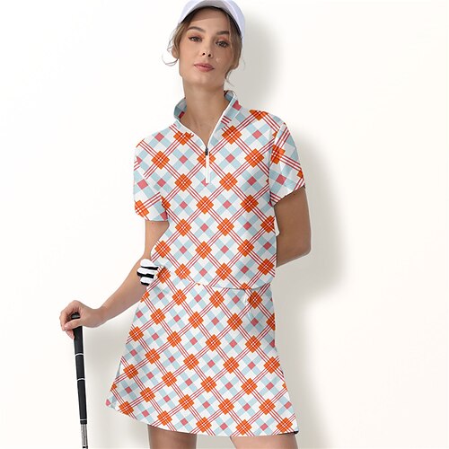 

Femme T-shirt POLO Chemise de golf Respirable Séchage rapide Evacuation de l'humidité Manche Courte Vêtements de golf Top Standard Zippé Col Montant Imprimé Eté Tennis Le golf Pickleball