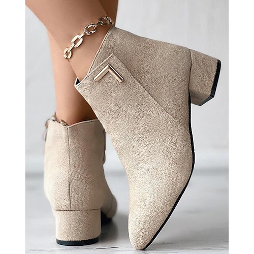 

Femme Bottes Grandes Tailles Extérieur du quotidien Bottines Bottines Talon bloc Talon Bottier Elégant Pluche Décontractées Faux suède Polyuréthane Fermeture Couleur unie Noir Rouge Beige