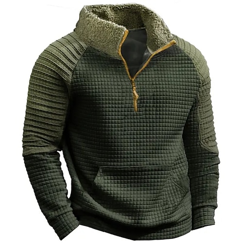 

Herren Sweatshirt Pullover Sweatshirt mit Viertelreißverschluss Armeegrün Stehkragen Farbblock Patchwork Sport Natur Täglich Festtage Strassenmode Basic Brautkleider schlicht Herbst Winter