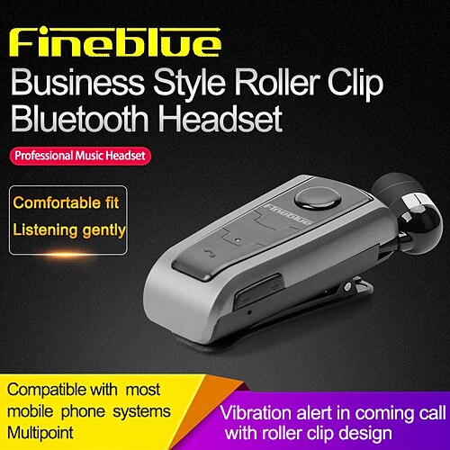 

Fineblue F910 Wireless Earphone Bluetooth Headset Ears with Wire Clip Earphones Handsfree Call Vibration Retractable Earbuds