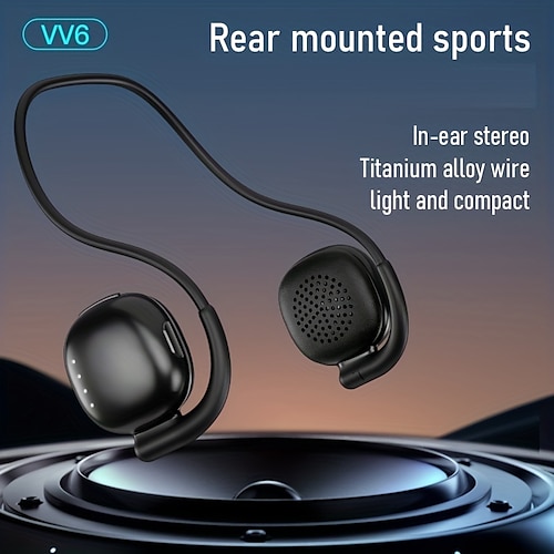 

Nuhago VV6 Écouteurs supra-auriculaires sans fil pour sport avec microphone, contrôle par bouton, lecture 23 heures, pour le sport, la course à pied (noir), beau cadeau attentionné pour