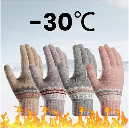 

Зимние теплые перчатки с сенсорным экраном, женские эластичные вязаные варежки, акриловые перчатки с полным пальцем, женские вязаные зимние перчатки