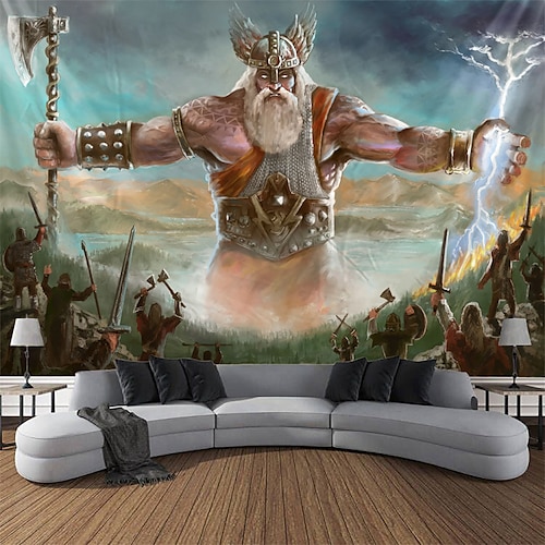 

Slavic Mythology Religious Art Hanging Tapestry Wall Art Large Tapestry Mural Decor Photograph Backdrop Blanket Curtain Home Bedroom Living Room Decoration Perun God of Thunder