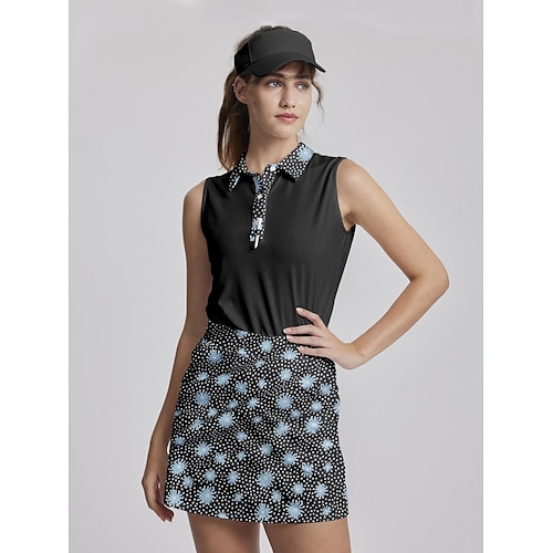 

Femme T-shirt POLO Chemise de golf Polo boutonné Respirable Séchage rapide Evacuation de l'humidité Sans Manches Vêtements de golf Top Standard Floral Pois Eté Tennis Le golf Pickleball