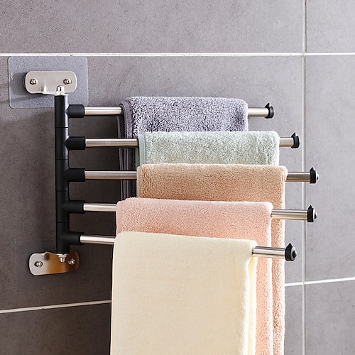 

Towel Bar Bathroom Rotatable Towel Racks Storage Rack Punch-Free Organizer Wall Hanging Towel Holder Paper Holder Kitchen Bathroom Shelf