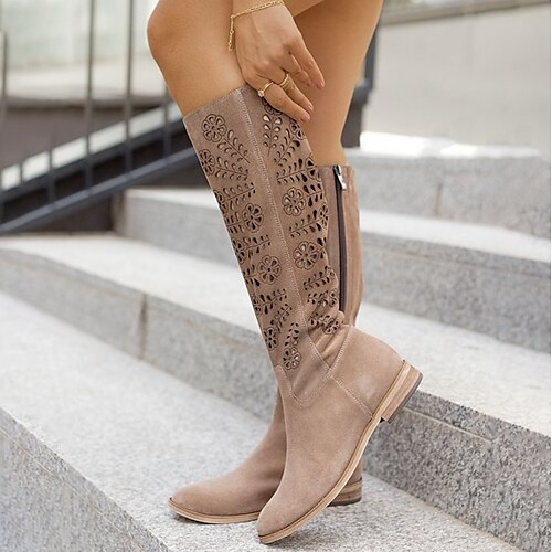 

Femme Bottes Grandes Tailles Bottes de travail Bottes Cavalières Extérieur du quotidien Couleur unie Bottes genou Hiver Boucle Talon Plat Bout rond Rétro Vintage Décontractées Minimalisme Faux Cuir