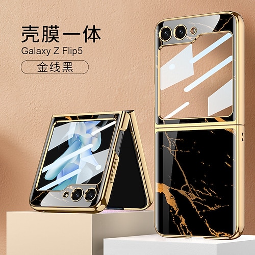 For Samsung Galaxy Z Flip 3 2 Phone Case Painted Marble Tempered