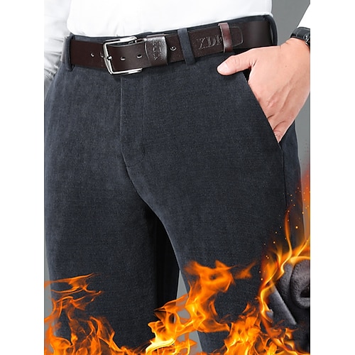 

Homens Social Calças de lã Calças de Veludo Calças Calças de Terno Bolsos Tecido Conforto Respirável Ao ar livre Diário Para Noite Moda Casual Preto Cinzento Escuro