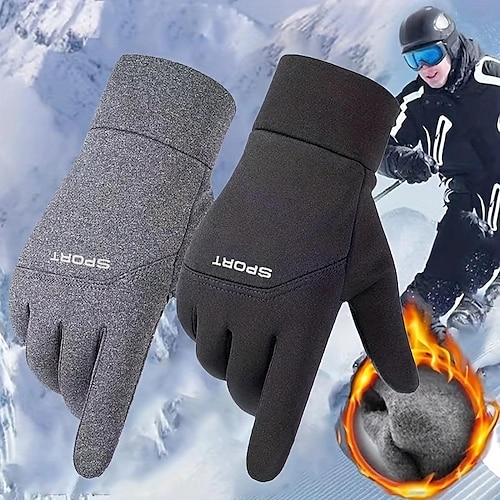 

Men Winter Waterproof Cycling Gloves, Outdoor Sports Ski Running Motorcycle Touch Screen Fleece Gloves, Non-Slip Warm Full Fingers