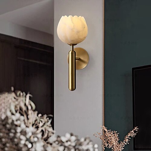 

arandela lâmpada de parede moderna lâmpada de parede de mármore, luxuosa toda a parede de cobre da sala de estar, flor em botão varanda lâmpada de parede luz de parede 110-240v