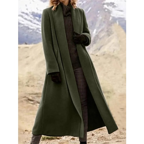 

Women's Long Coat Overcoat Open Front Trench Coat Warm Winter Coat Long Sleeve with Pockets Oversize Black Army Green Gray