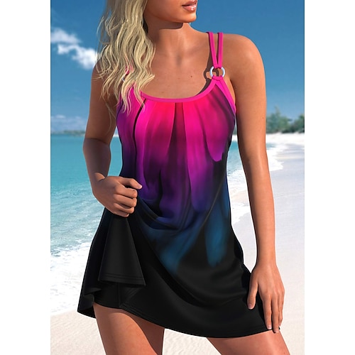 

Mulheres Roupa de Banho trajes de banho 2 partes Normal roupa de banho 2 Peças Estampado Cor gradiente Vermelho Fatos de banho Esportivo Roupa de Praia Verão