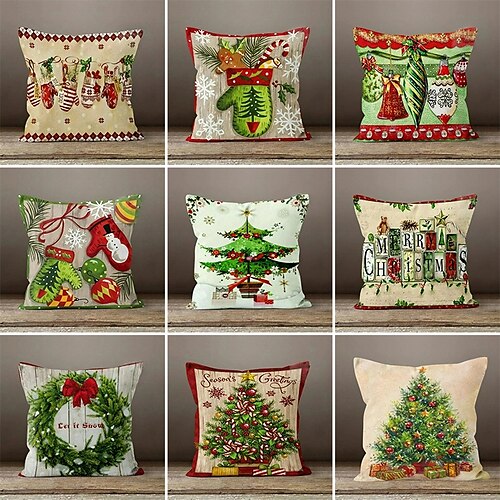 

Decorações de natal capa de almofada dupla face 1 peça de natal macio decorativo fronha quadrada para quarto sala de estar sofá cadeira
