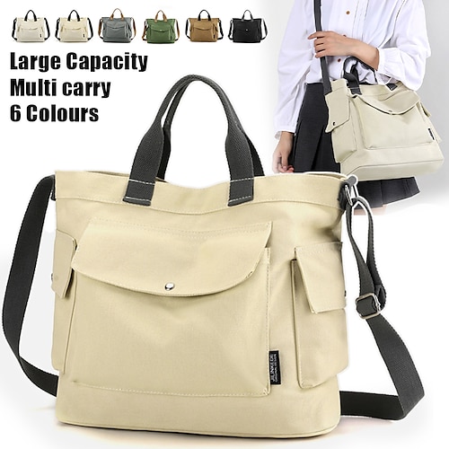 

Femme Sac à main Sac bandoulière Sac d'épaule Sac hobo Toile Extérieur Achats du quotidien Fermeture Grande Capacité Durable Multi-portage Couleur unie Couleur crème blanc Noir